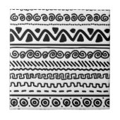 Zwart wit Aztec Tribal patroon badkamer tegel Tegeltje (Voorkant)