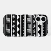 Zwart-wit Aztec Tribal Pattern iPhone 16 Hoesje (Achterkant horizontaal)