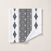 Zwart-wit Aztec Tribal Striped Patroon Bad Handdoek (Wasdoekje)
