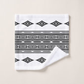 Zwart-wit Aztec Tribal Striped Patroon Bad Handdoek (Wasdoekje)