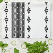 Zwart-wit Aztec Tribal Striped Patroon Theedoek (Gevouwen)