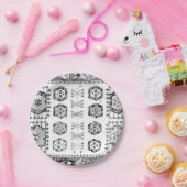 Zwart-wit Aztec-vormpatroon Papieren Bordje (Feest)