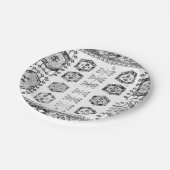 Zwart-wit Aztec-vormpatroon Papieren Bordje (Gekanteld)