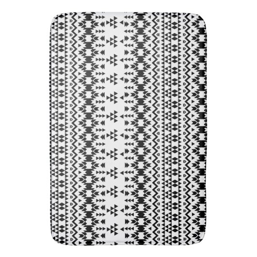 Zwart-wit Azteeks geometrisch vectorpatroon Badmat (Voorkant Verticaal)