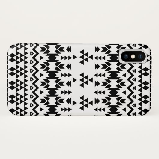 Zwart-wit Azteeks geometrisch vectorpatroon Case-Mate iPhone Case (Achterkant (horizontaal))