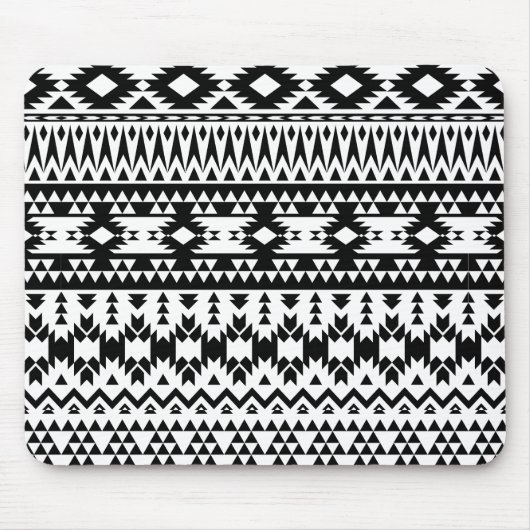Zwart-wit Azteeks geometrisch vectorpatroon Muismat (Voorkant)
