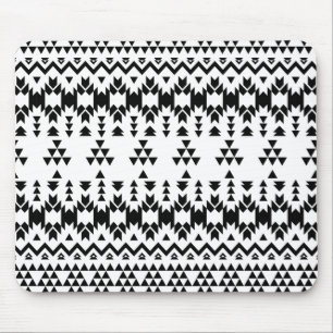 Zwart-wit Azteeks geometrisch vectorpatroon Muismat