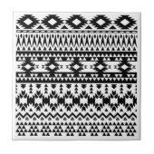 Zwart-wit Azteeks geometrisch vectorpatroon Tegeltje (Voorkant)