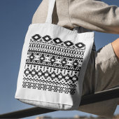 Zwart-wit Azteeks geometrisch vectorpatroon Tote Bag