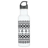 Zwart-wit Azteeks geometrisch vectorpatroon Waterfles (Voorkant)