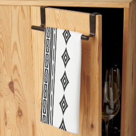 Zwart-wit Azteeks tribal gestreept patroon Theedoek