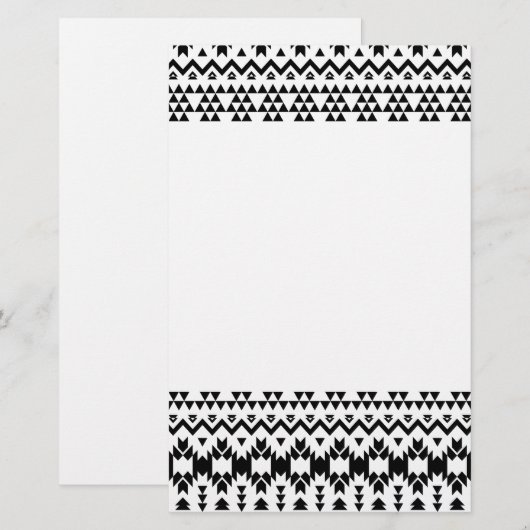Zwart-wit Azteekse geometrische vectorpatroon Briefpapier (Voorkant / Achterkant)