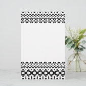 Zwart-wit Azteekse geometrische vectorpatroon Briefpapier (Staand voorkant)