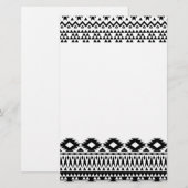 Zwart-wit Azteekse geometrische vectorpatroon Briefpapier (Voorkant / Achterkant)