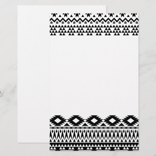 Zwart-wit Azteekse geometrische vectorpatroon Briefpapier (Voorkant / Achterkant)