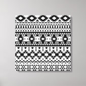 Zwart-wit Azteekse geometrische vectorpatroon Canvas Afdruk (Voorkant)