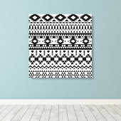 Zwart-wit Azteekse geometrische vectorpatroon Canvas Afdruk (Insitu (Houten vloer))