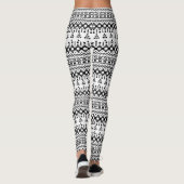Zwart-wit Azteekse geometrische vectorpatroon Leggings (Achterkant)