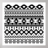 Zwart-wit Azteekse geometrische vectorpatroon Poster (Voorkant)