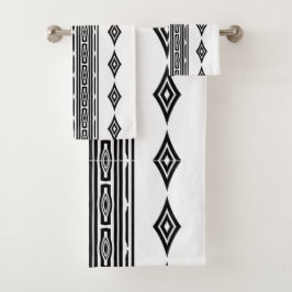 Zwart-wit Azteekse stamgestreepte patroon Bad Handdoek