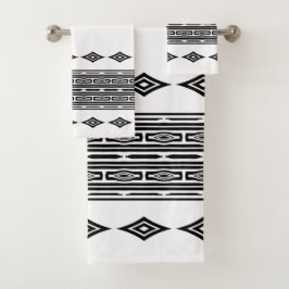 Zwart-wit Azteekse stamgestreepte patroon Bad Handdoek