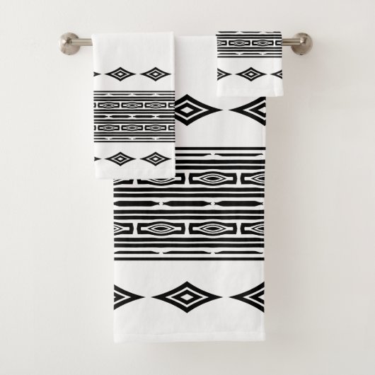 Zwart-wit Azteekse stamgestreepte patroon Bad Handdoek (Insitu)