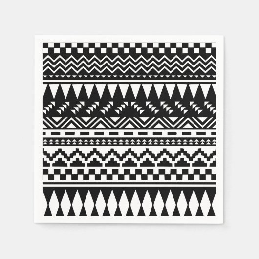 Zwart-wit Azteekse Tribal Servet (Voorkant)
