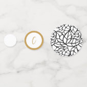 Zwart Wit Aztek Goud Kleur Initialen Confetti (Voorkanten)