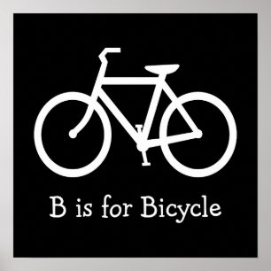 Zwart-wit B is voor fiets Poster