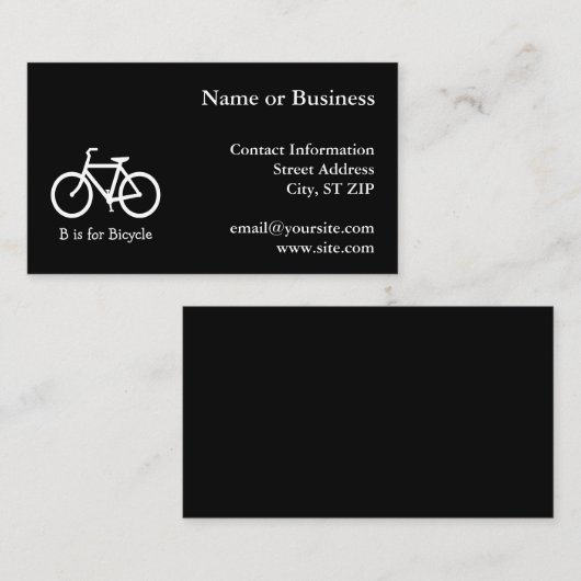 Zwart-wit B is voor fiets Visitekaartje (Voorkant / Achterkant)