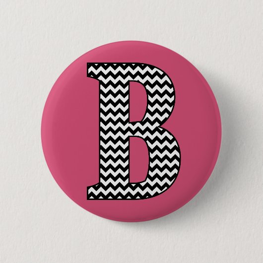 Zwart-wit "B" Monogram Ronde Button (Voorkant)