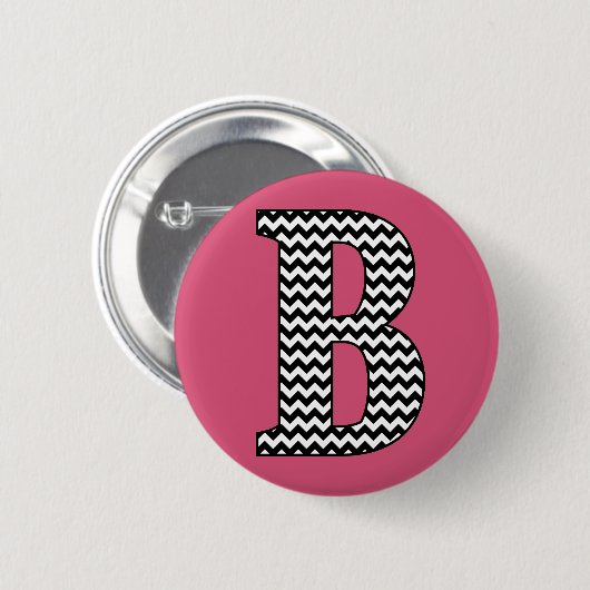 Zwart-wit "B" Monogram Ronde Button (Voorkant /achterkant)