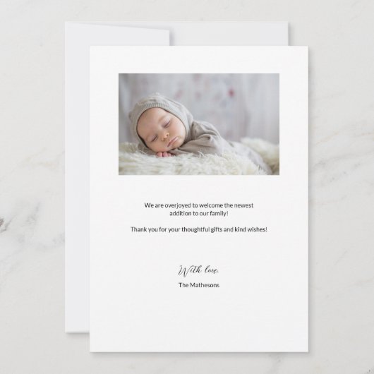 Zwart Wit Baby Boy Photo Grid Dank u Bedankkaart (Achterkant)