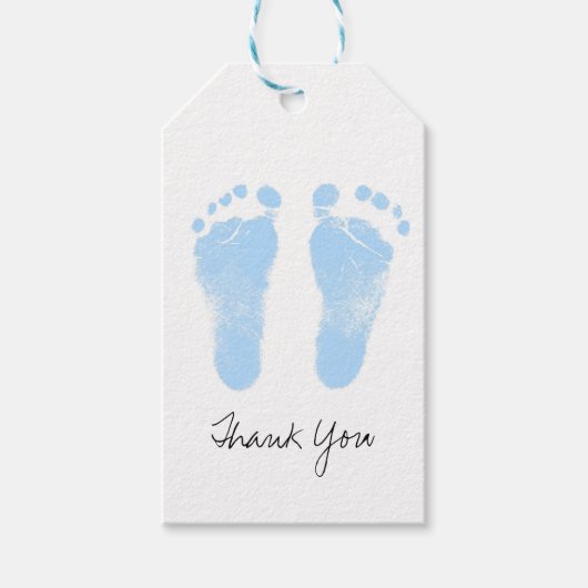 Zwart-wit Baby Footprints Cadeaulabel (Voorkant)