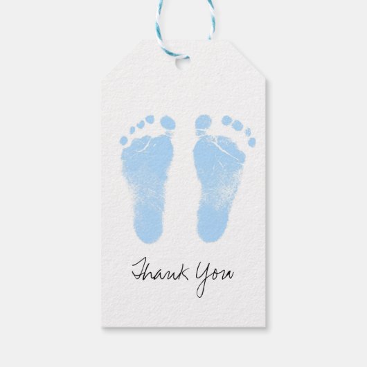 Zwart-wit Baby Footprints Cadeaulabel (Achterkant)