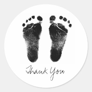 Zwart-wit Baby Footprints Ronde Sticker