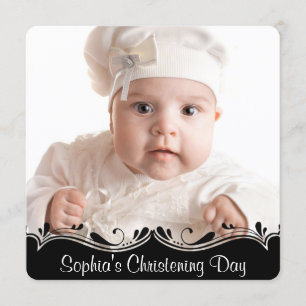 Zwart Wit Baby Foto Christening Kaart