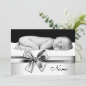 Zwart-wit Baby-fotogeboorteaankondigingen Aankondiging (Staand voorkant)