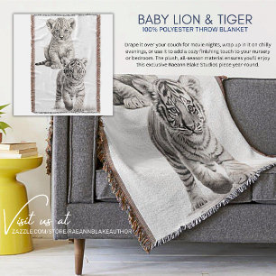 Zwart-wit Baby Lion & Tiger Gooi Deken