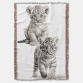 Zwart-wit Baby Lion & Tiger Gooi Deken (Voorkant Verticaal)