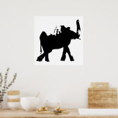 Zwart & Wit Baby Olifant Pop Kunst Poster (Keuken)