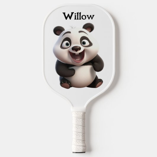 Zwart-wit Baby Panda Beer Modern Monogram Pickleball Paddle (Voorkant)
