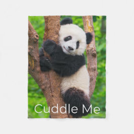 Zwart-wit Baby Panda Cub in Tree Cuddle Me Fleece Deken