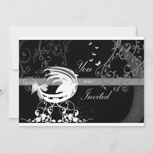 Zwart-wit baby shower 1b kaart (Voorkant)