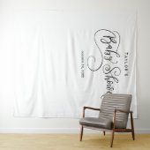 Zwart-wit Baby shower achtergrond Wandkleed (In Situ (horizontaal))