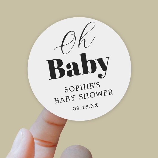 Zwart wit Baby shower dank u Ronde Sticker