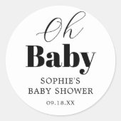 Zwart wit Baby shower dank u Ronde Sticker (Voorkant)