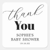 Zwart wit Baby shower dank u Vierkante Sticker (Voorkant)