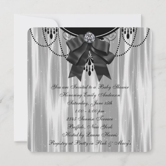 Zwart-wit Baby shower Kaart (Achterkant)