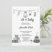 Zwart-wit Baby shower Kaart (Staand voorkant)